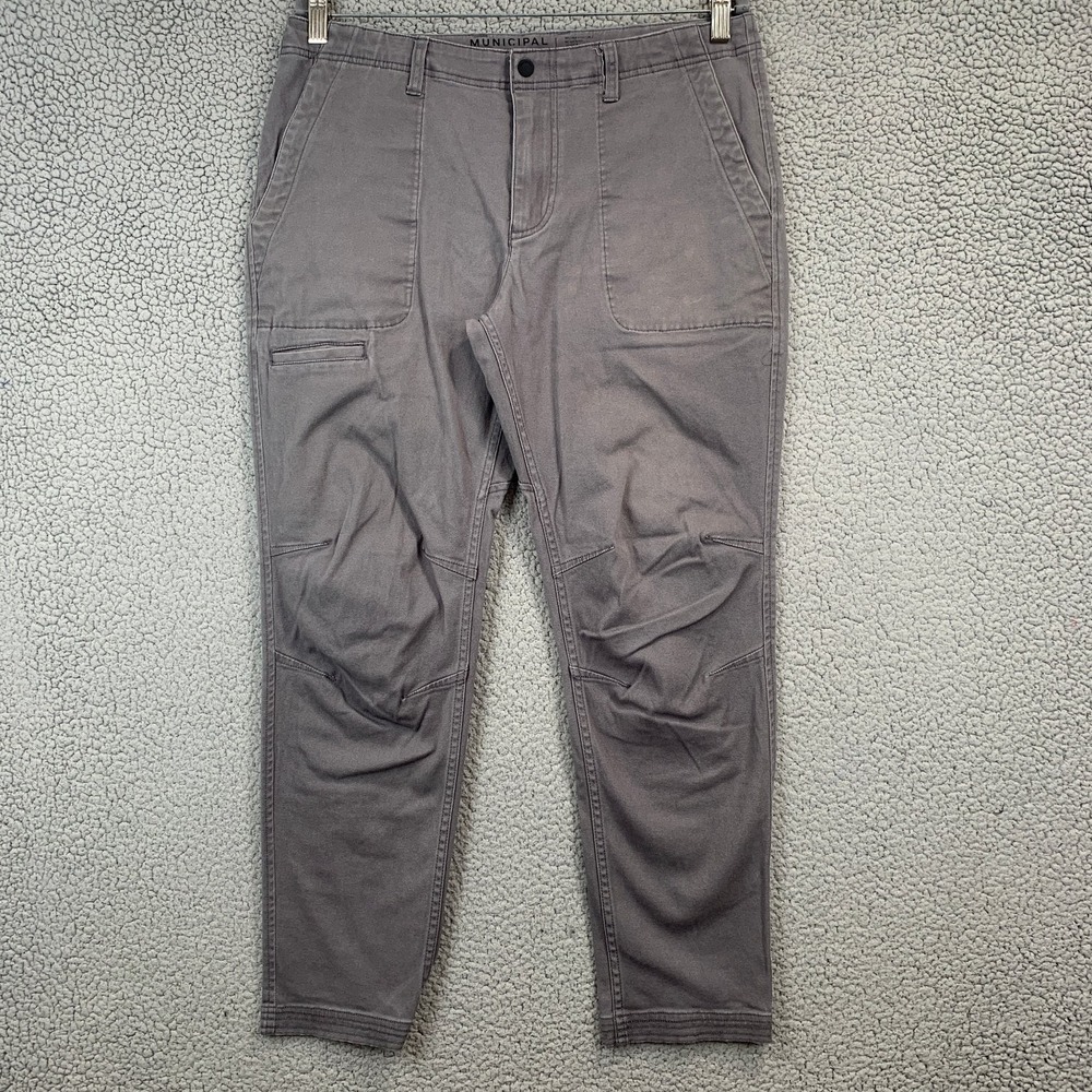 MUNICIPAL Men's Gray Sport Utility Pants 34 Stretch Cotton Tapered Cargo